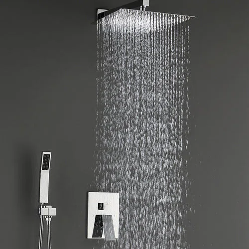 10" Chrome Wall-Mounted Shower System with Handheld Shower
