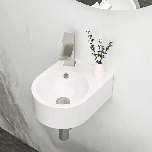 10" x 13" White Wall-Mounted Ceramic Bathroom Sink