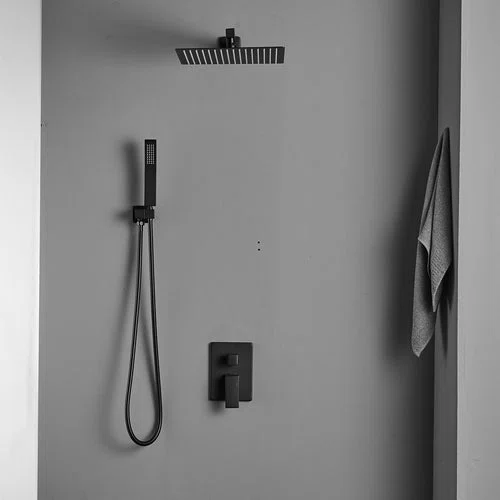 10" Matte Black Wall-Mounted Shower System with Handheld Shower