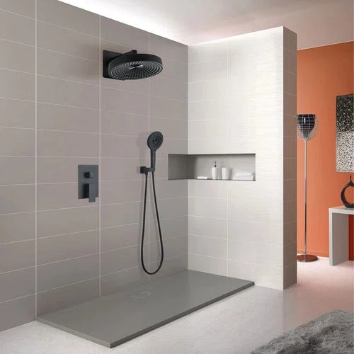 12" Round Wall-Mounted Shower System with Handheld Shower & Brass Control Valve