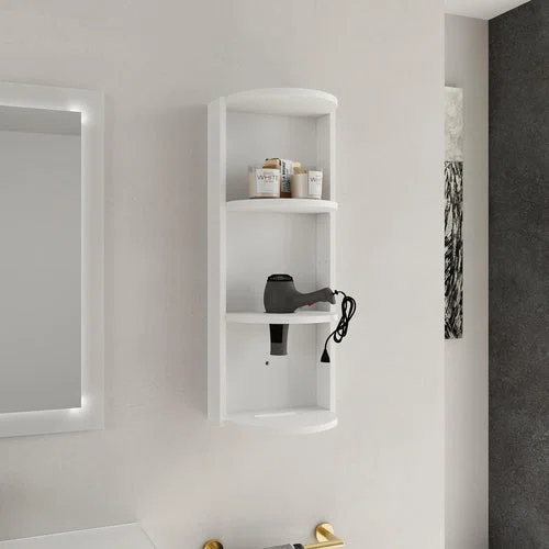 12" White 3-Tier Open Wall Cabinet for Bathroom
