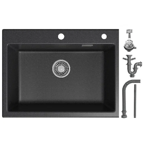 HOROW A09R-S6045B Granit Spülbecken Schwarz 60×45 cm