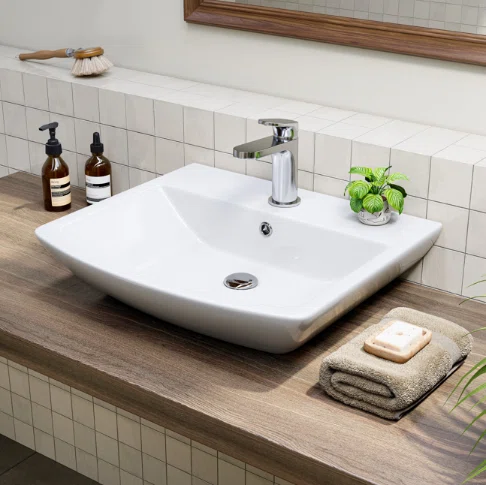 HOROW F08R-S4842W Waschbecken aus Keramik 48×42 cm